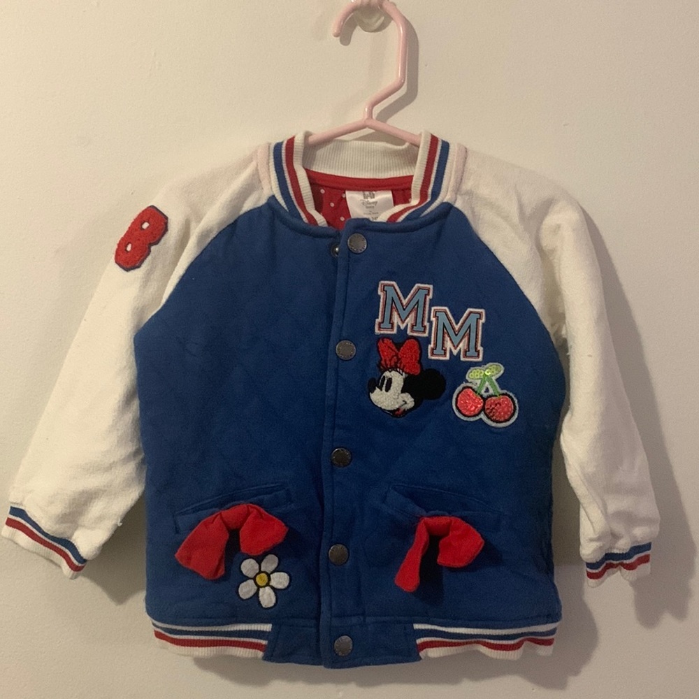 Baby Girl Minnie Mouse Varsity Jacket size 18-24 months